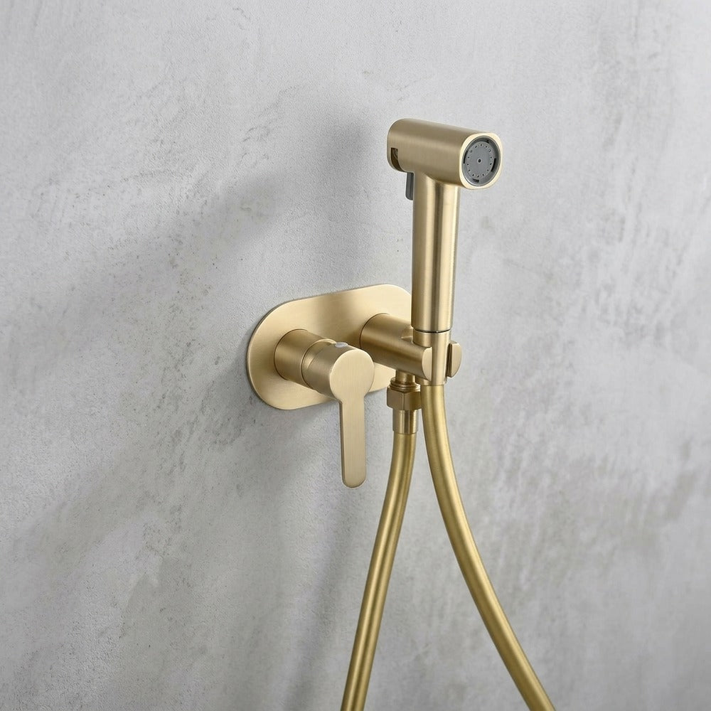 Lagomel wall-mounted single-handle bidet faucet, set in a Contemporary bathroom