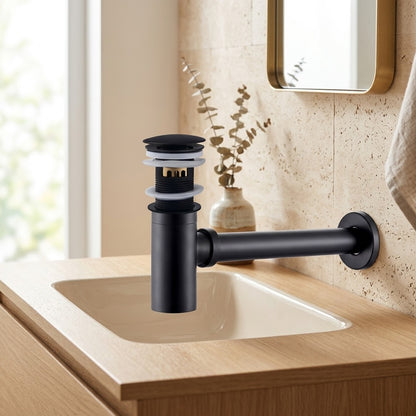 Lagomel wall-mounted p-trap, set in a Contemporary bathroom