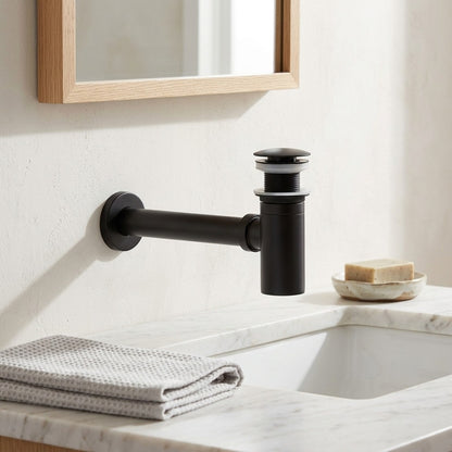 Lagomel wall-mounted p-trap, set in a Contemporary bathroom