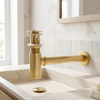 Lagomel wall-mounted p-trap, set in a Contemporary bathroom