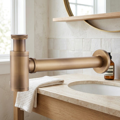 Lagomel wall-mounted p-trap, set in a Contemporary bathroom