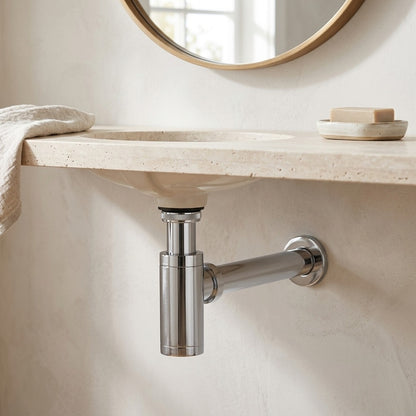 Lagomel wall-mounted p-trap, set in a Contemporary bathroom