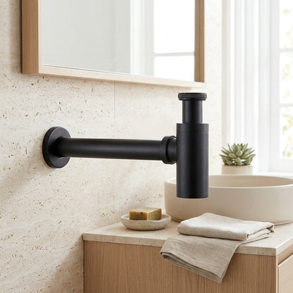 Lagomel wall-mounted p-trap, set in a Contemporary bathroom