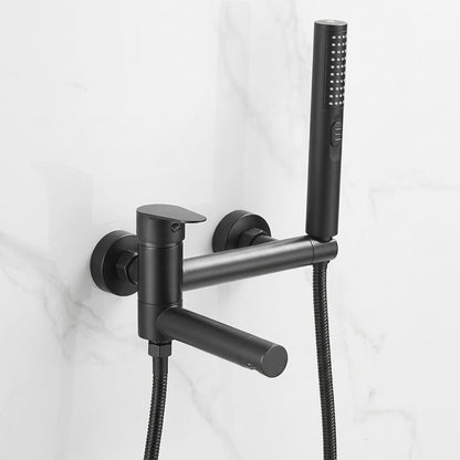 Lagomel single-handle wall-mount tub filler, set in a Modern/Contemporary/Minimalist bathroom