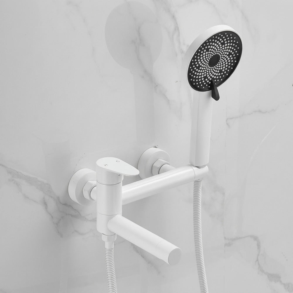 Lagomel single-handle wall-mount tub filler, set in a Modern/Contemporary/Minimalist bathroom