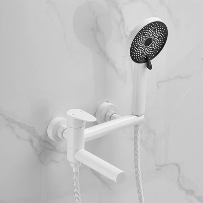 Lagomel single-handle wall-mount tub filler, set in a Modern/Contemporary/Minimalist bathroom