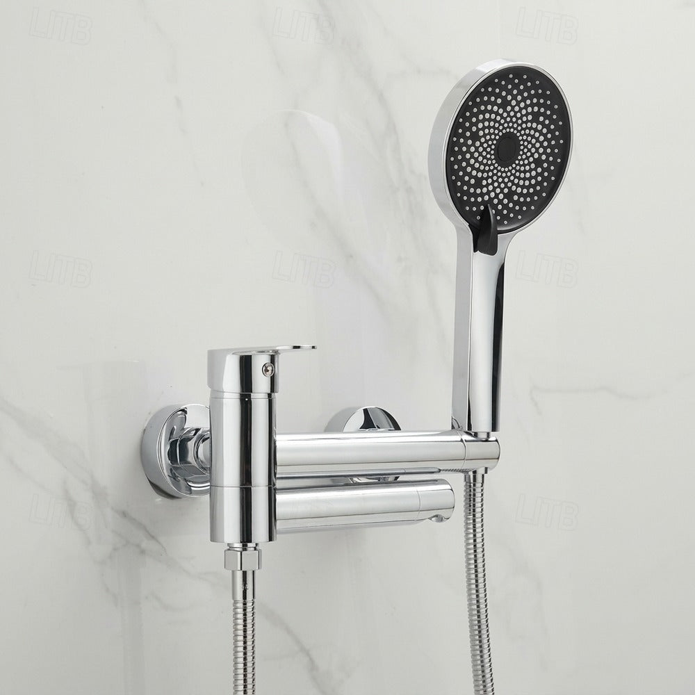Lagomel single-handle wall-mount tub filler, set in a Modern/Contemporary/Minimalist bathroom