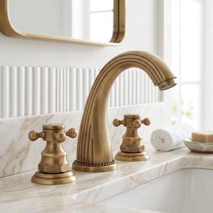 Lagomel widespread bathroom faucet, set in a Modern/Contemporary bathroom