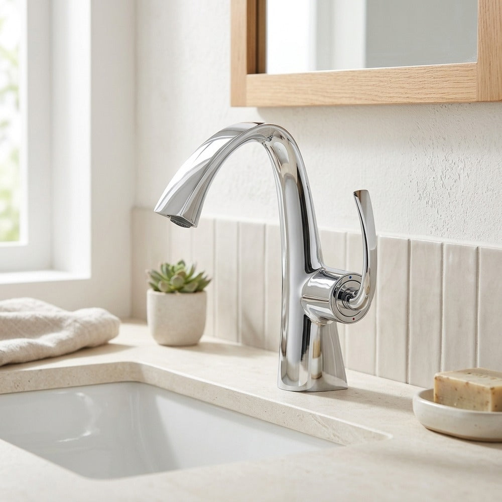 Lagomel single-hole bathroom faucet, set in a Traditional/Classic bathroom