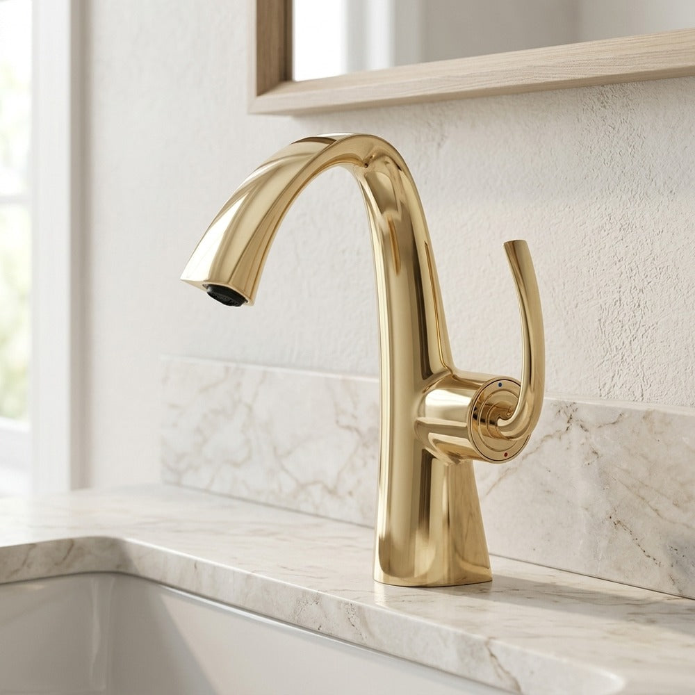 Lagomel single-hole bathroom faucet, set in a Traditional/Classic bathroom