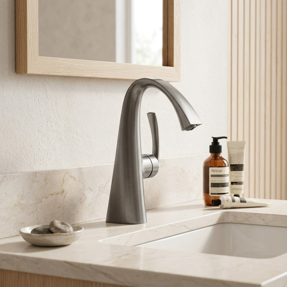 Lagomel single-hole bathroom faucet, set in a Traditional/Classic bathroom