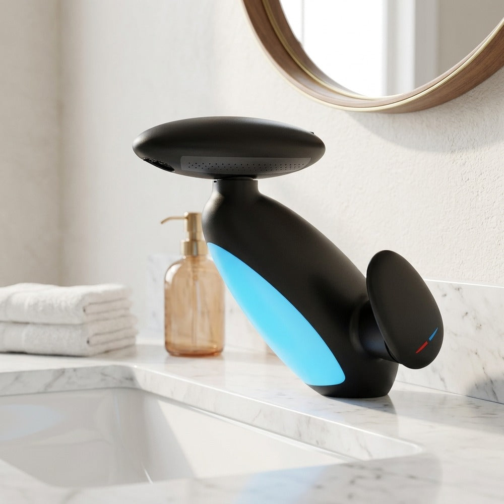 Lagomel pull-out single-hole bathroom faucet in matte black, brushed gold, gunmetal, chrome, matte white, painted /, set in a Modern bathroom