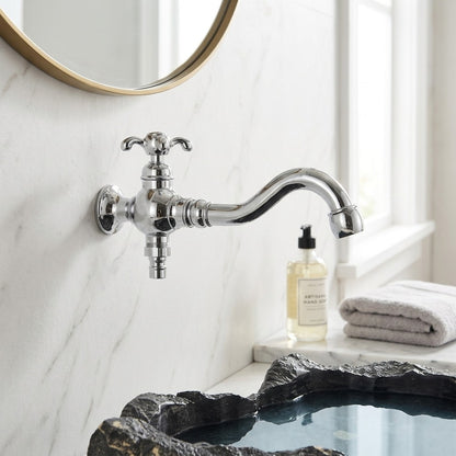 Lagomel single-handle wall-mount bathroom faucet, set in a Modern/Contemporary bathroom