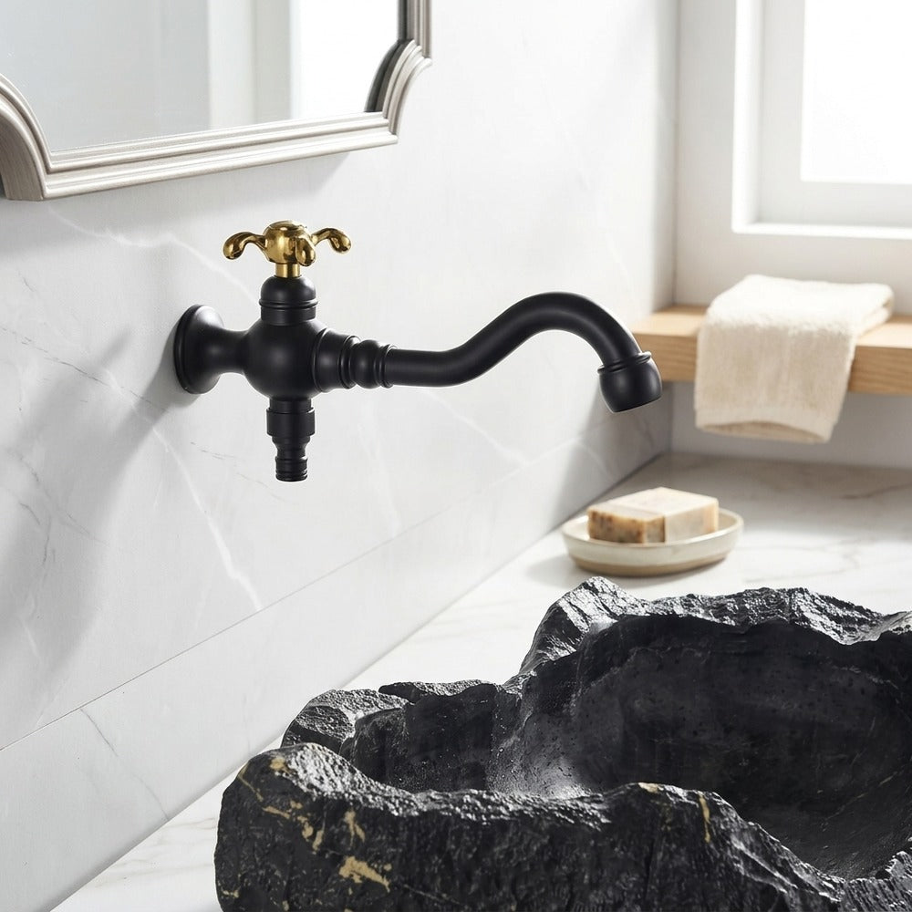 Lagomel single-handle wall-mount bathroom faucet, set in a Modern/Contemporary bathroom