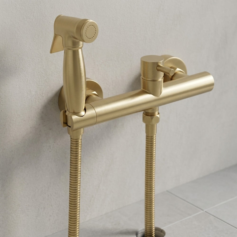 Lagomel wall-mounted single-handle bidet faucet, set in a Contemporary bathroom