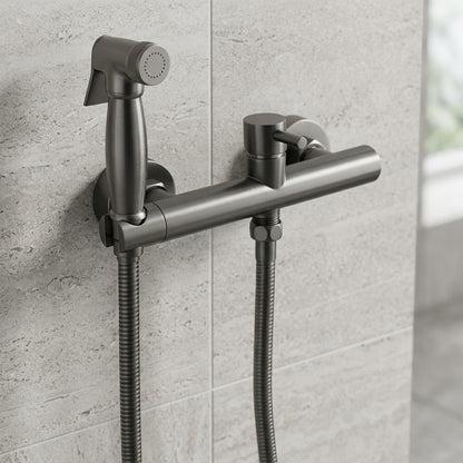 Lagomel wall-mounted single-handle bidet faucet, set in a Contemporary bathroom