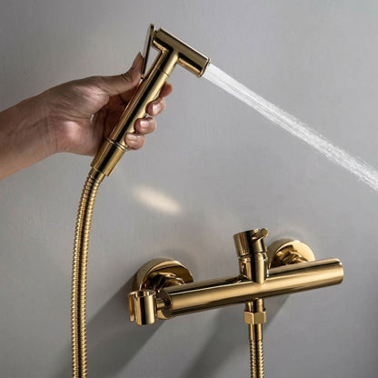 Lagomel wall-mounted single-handle bidet faucet, set in a Contemporary bathroom