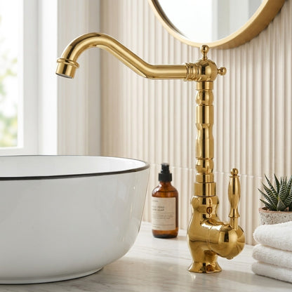 Lagomel single-handle vessel sink faucet, set in a Traditional/Classic bathroom