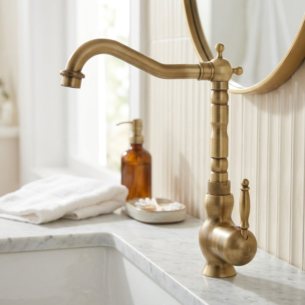 Lagomel single-handle vessel sink faucet, set in a Traditional/Classic bathroom