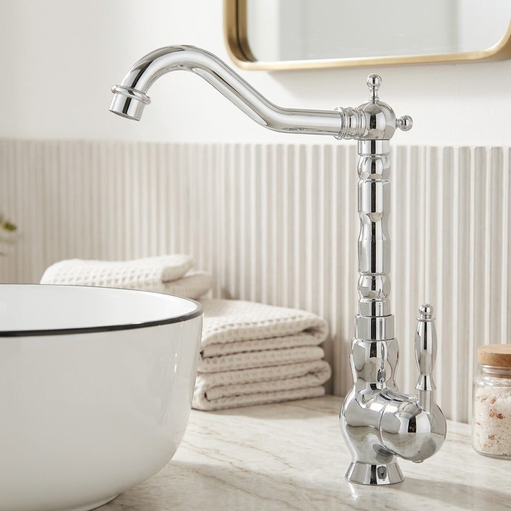 Lagomel single-handle vessel sink faucet, set in a Traditional/Classic bathroom