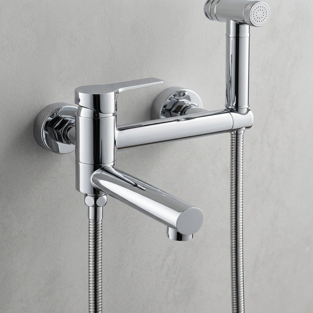 Lagomel wall-mounted single-handle bidet faucet, set in a Contemporary bathroom