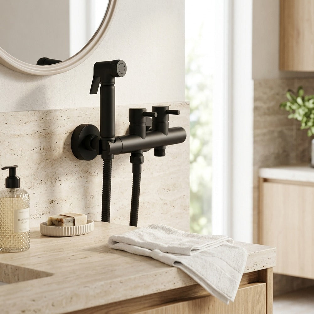 Lagomel wall-mounted bidet faucet, set in a Traditional/Classic/Vintage/Retro bathroom