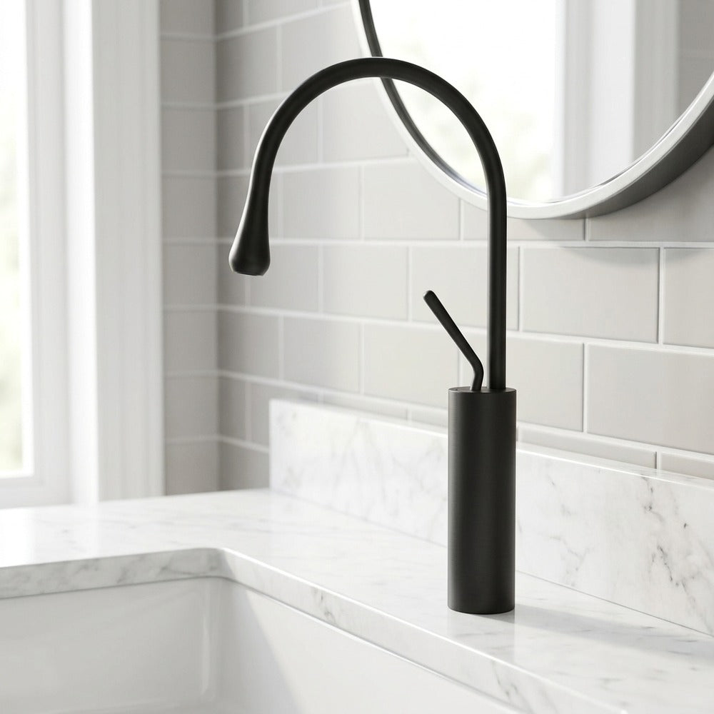 Lagomel single-hole vessel sink faucet, set in a Vintage/Retro/Traditional/Classic bathroom