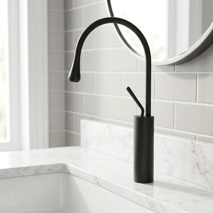 Lagomel single-hole vessel sink faucet, set in a Vintage/Retro/Traditional/Classic bathroom