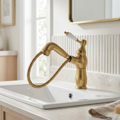 Lagomel pull-out single-hole bathroom faucet, set in a Traditional/Classic/Vintage/Retro bathroom