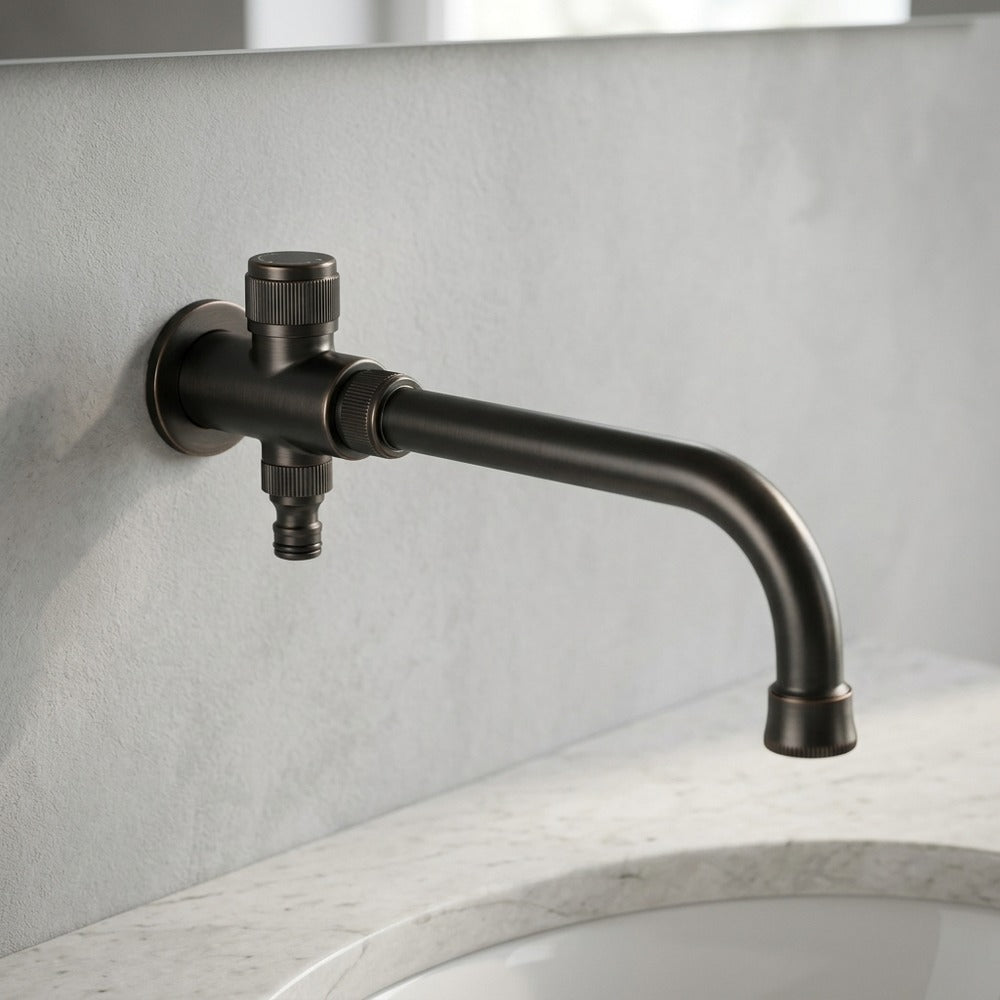 Lagomel wall-mounted washing machine faucet, set in a Traditional/Classic/Rustic/Industrial bathroom
