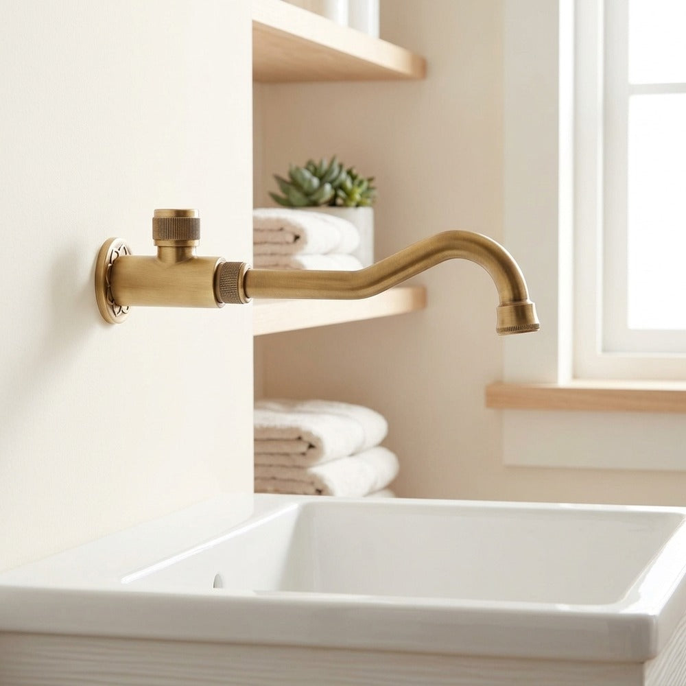 Lagomel wall-mounted washing machine faucet, set in a Traditional/Classic/Rustic/Industrial bathroom