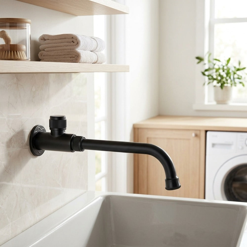 Lagomel wall-mounted washing machine faucet, set in a Traditional/Classic/Rustic/Industrial bathroom