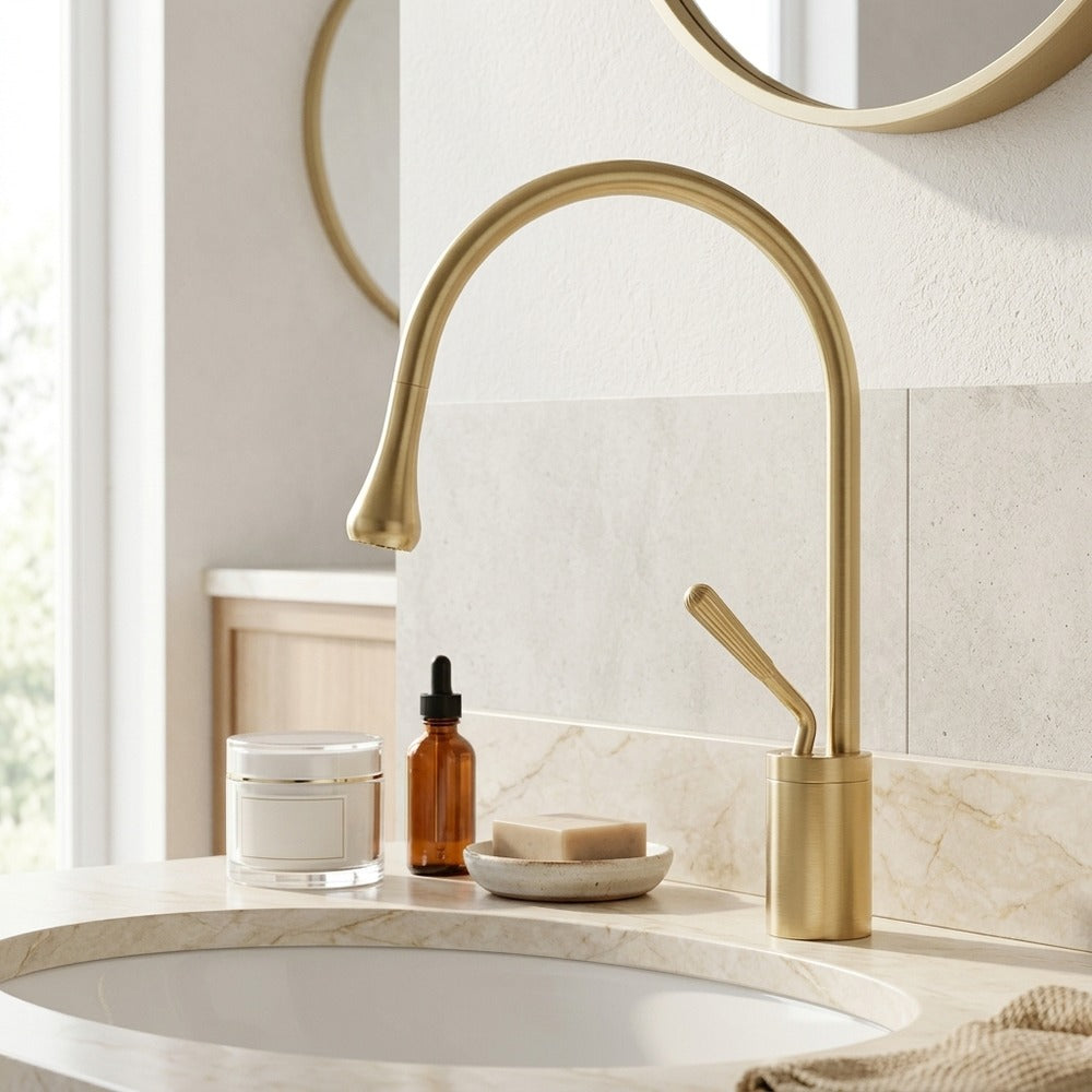 Lagomel single-hole bathroom faucet, set in a Traditional/Classic bathroom