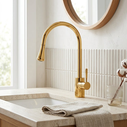Lagomel single-hole bathroom faucet, set in a Traditional/Classic bathroom