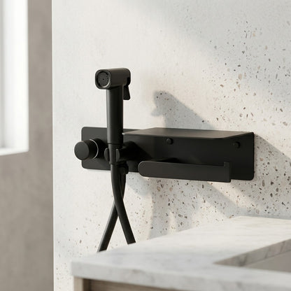 Lagomel wall-mounted single-handle bidet faucet, set in a Contemporary bathroom