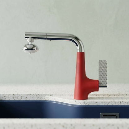 Lagomel single-hole single-handle pull-out kitchen faucet, set in a Modern/Contemporary kitchen