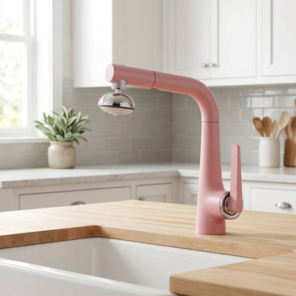 Lagomel single-hole single-handle pull-out kitchen faucet, set in a Modern/Contemporary kitchen