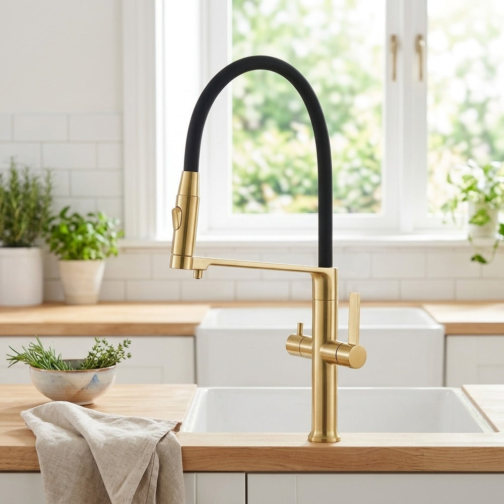 Lagomel pull-down kitchen faucet, set in a Modern/Contemporary kitchen