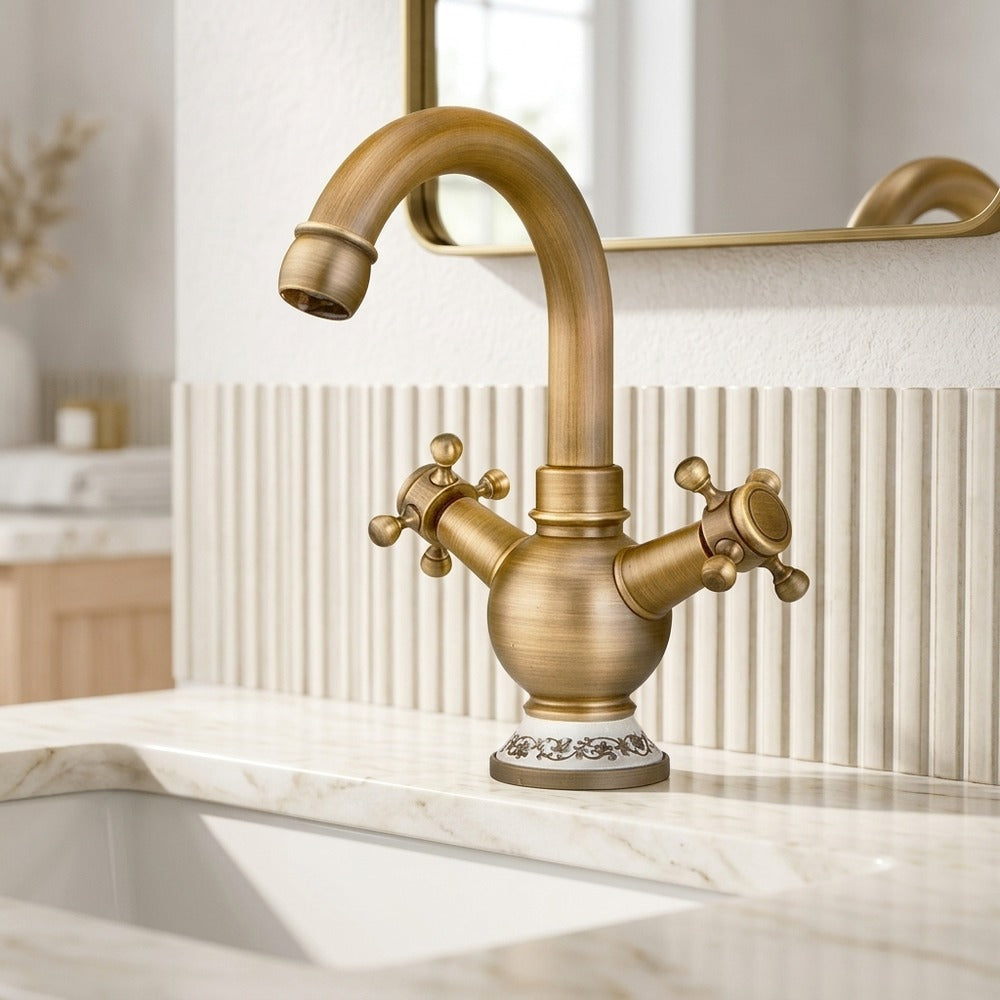 Lagomel single-hole bathroom faucet, set in a Traditional/Classic bathroom