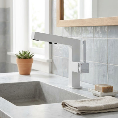 Lagomel pull-out single-hole bathroom faucet, set in a Traditional/Classic/Vintage/Retro bathroom
