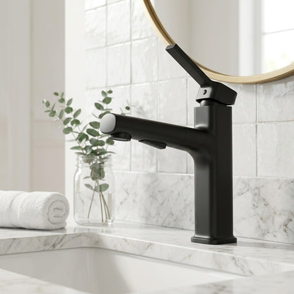Lagomel pull-out single-hole bathroom faucet, set in a Traditional/Classic/Vintage/Retro bathroom
