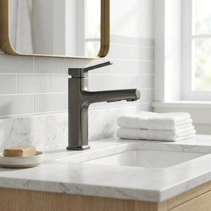 Lagomel pull-out single-hole bathroom faucet, set in a Traditional/Classic/Vintage/Retro bathroom