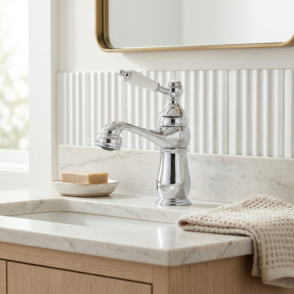 Lagomel single-hole bathroom faucet, set in a Traditional/Classic bathroom