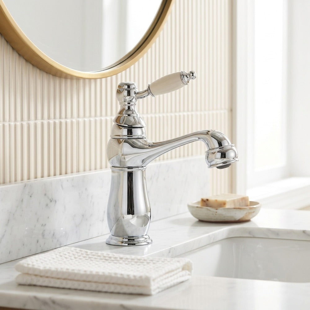 Lagomel single-hole bathroom faucet, set in a Traditional/Classic bathroom