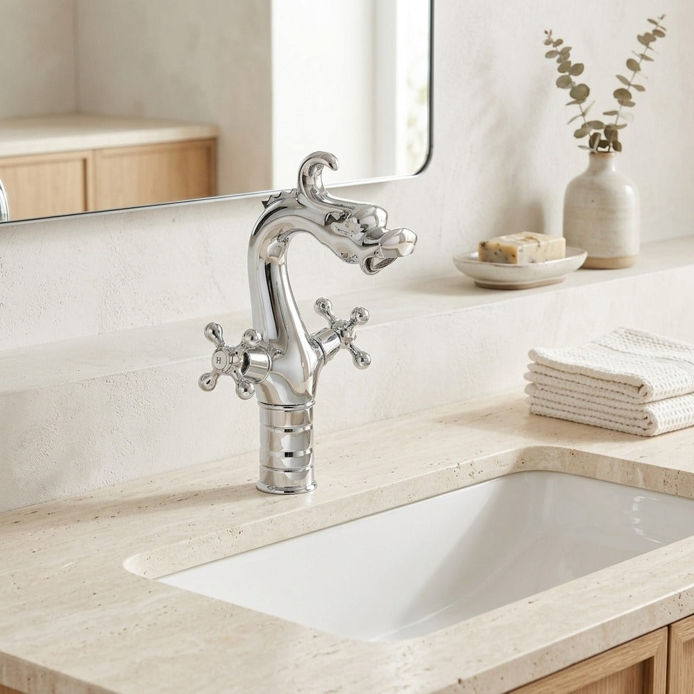 Lagomel single-hole bathroom faucet, set in a Traditional/Classic bathroom