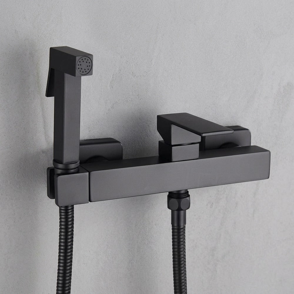 Lagomel wall-mounted single-handle bidet faucet, set in a Contemporary bathroom