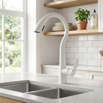 Lagomel single-handle pull-down kitchen faucet, set in a Modern/Contemporary kitchen