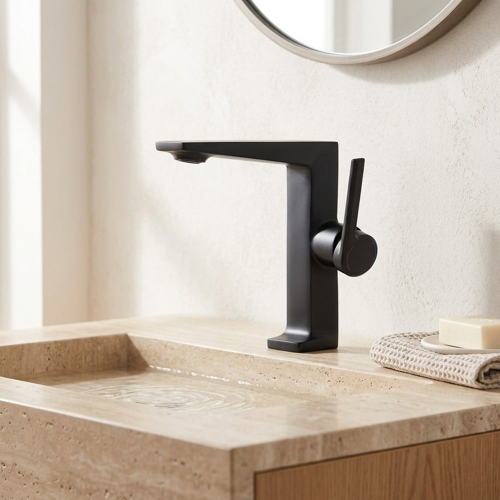 Lagomel single-hole bathroom faucet, set in a Traditional/Classic bathroom