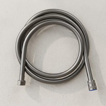 Lagomel shower hose in gunmetal, chrome, set in a Contemporary bathroom