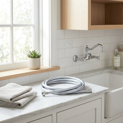 Lagomel shower hose, set in a Contemporary bathroom